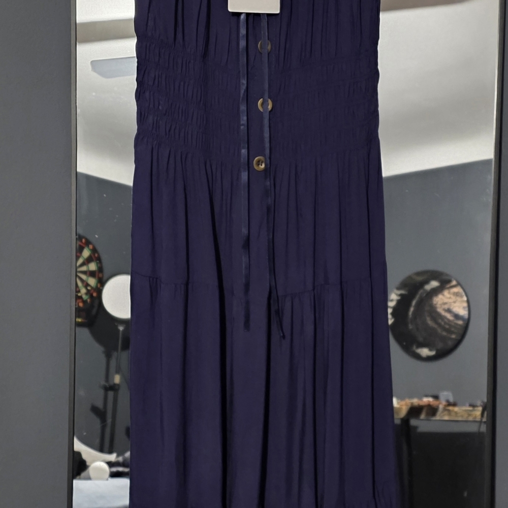 Ostoo Deep Blue Button-Front Maxi Dress - Picture 10 of 10